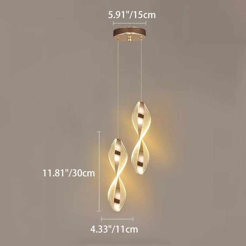 Modern Luxury Aluminum Iron Acrylic Spiral LED Pendant Light For Bedroom Bedside