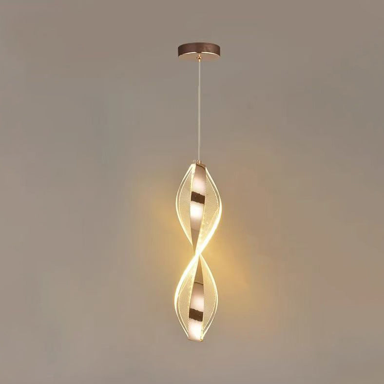 Modern Luxury Aluminum Iron Acrylic Spiral LED Pendant Light For Bedroom Bedside