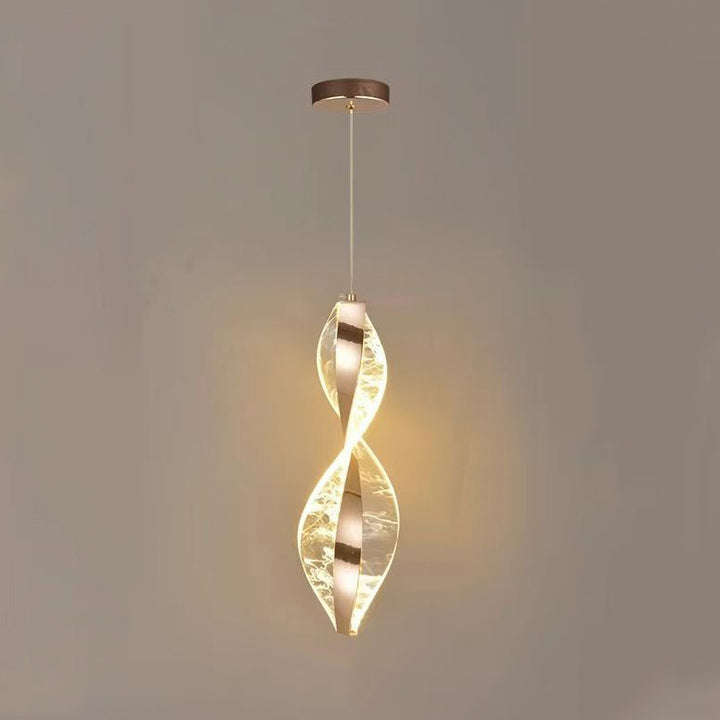 Moderne Luxus Aluminium Eisen Acryl Spiral LED Pendelleuchte für Schlafzimmer Nachttisch 