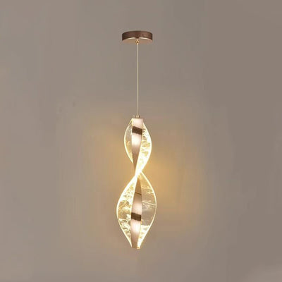 Modern Luxury Aluminum Iron Acrylic Spiral LED Pendant Light For Bedroom Bedside