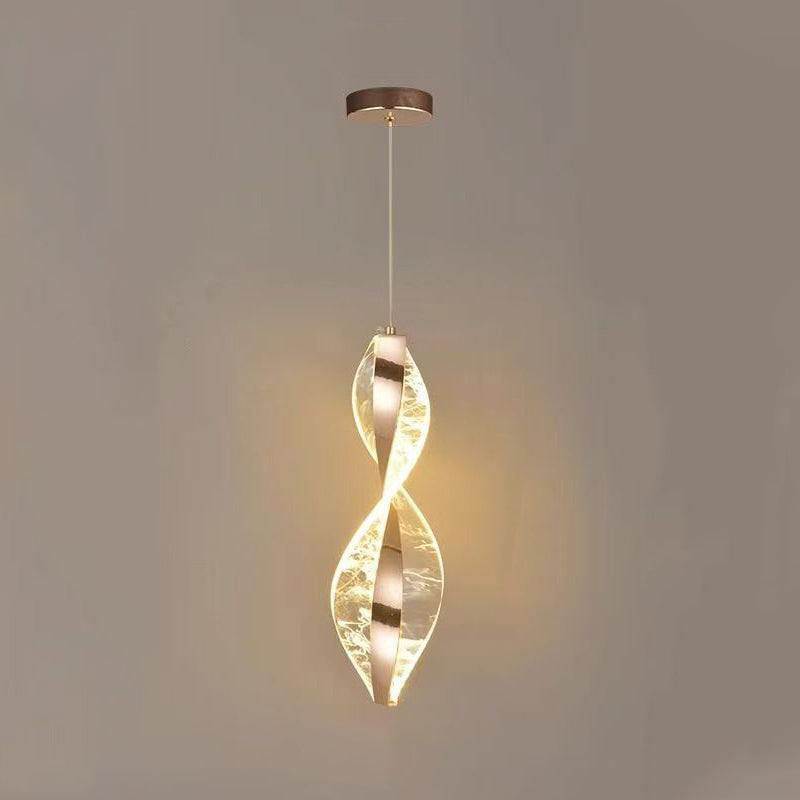 Modern Luxury Aluminum Iron Acrylic Spiral LED Pendant Light For Bedroom Bedside