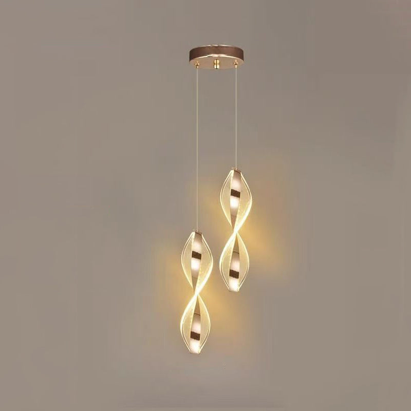 Modern Luxury Aluminum Iron Acrylic Spiral LED Pendant Light For Bedroom Bedside