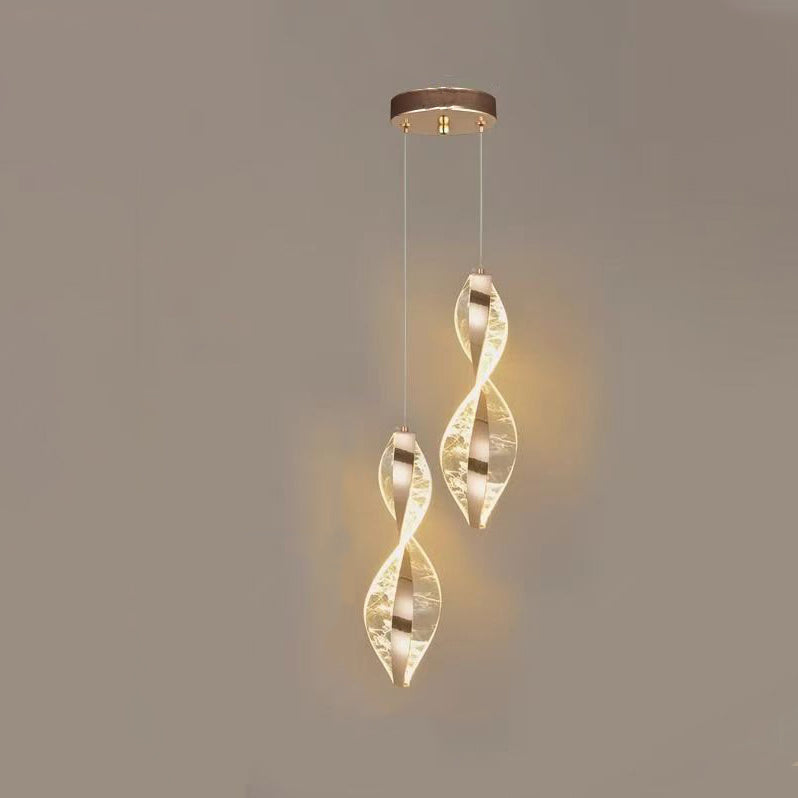 Modern Luxury Aluminum Iron Acrylic Spiral LED Pendant Light For Bedroom Bedside