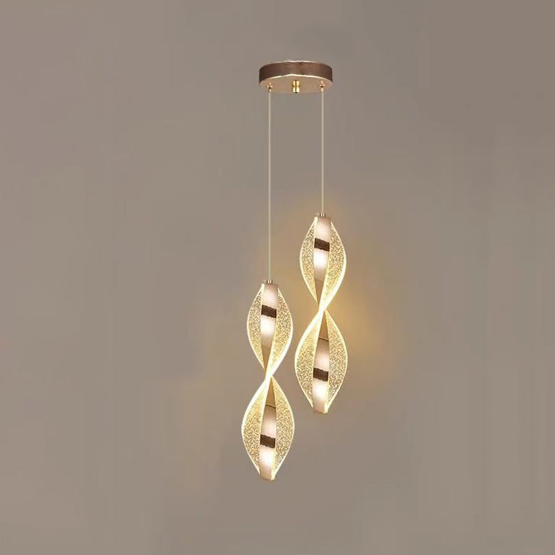 Modern Luxury Aluminum Iron Acrylic Spiral LED Pendant Light For Bedroom Bedside