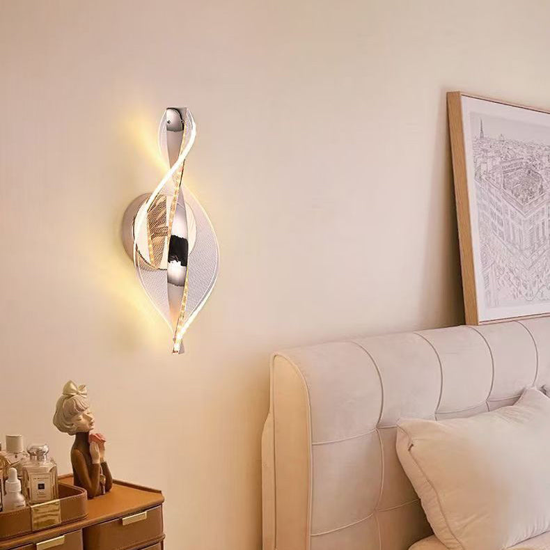 Modern Luxury Aluminum Iron Acrylic Twisted LED Wall Sconce Lamp For Bedroom Bedside