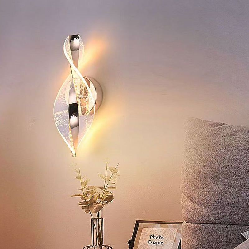 Modern Luxury Aluminum Iron Acrylic Twisted LED Wall Sconce Lamp For Bedroom Bedside