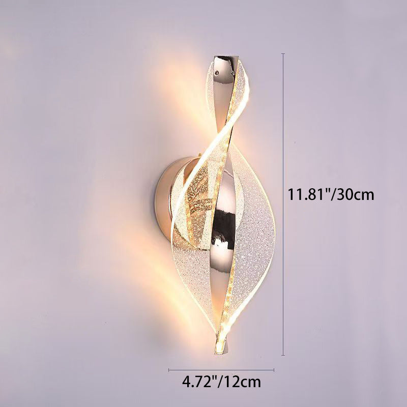 Modern Luxury Aluminum Iron Acrylic Twisted LED Wall Sconce Lamp For Bedroom Bedside