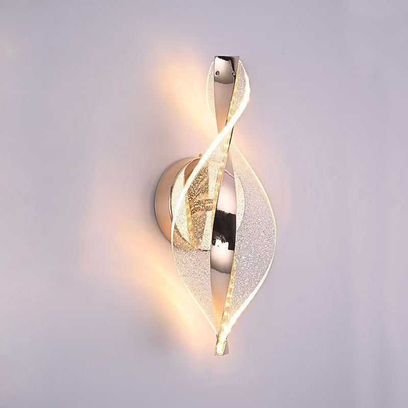 Modern Luxury Aluminum Iron Acrylic Twisted LED Wall Sconce Lamp For Bedroom Bedside
