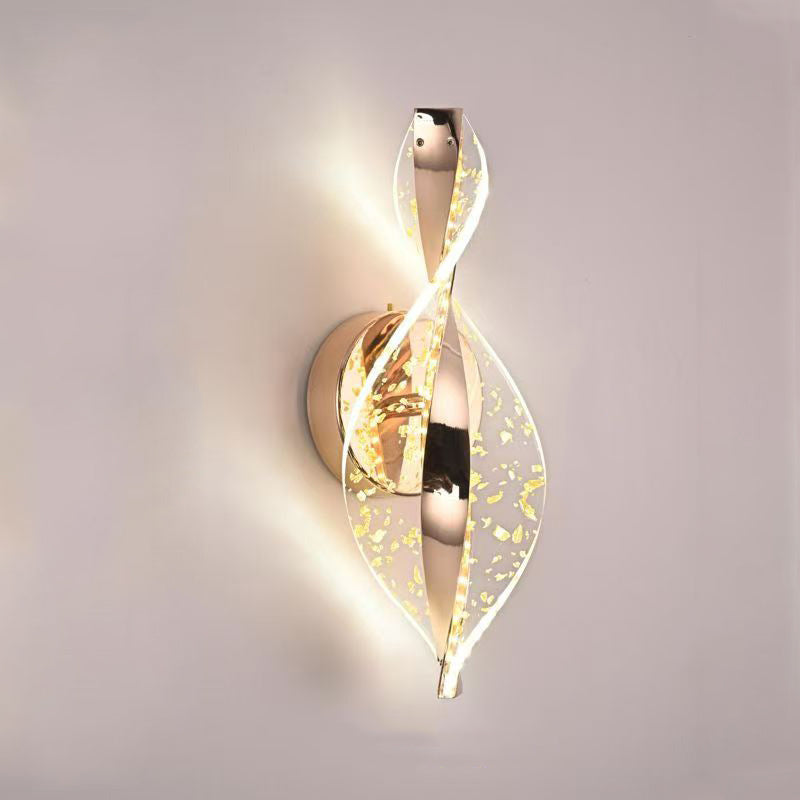 Modern Luxury Aluminum Iron Acrylic Twisted LED Wall Sconce Lamp For Bedroom Bedside