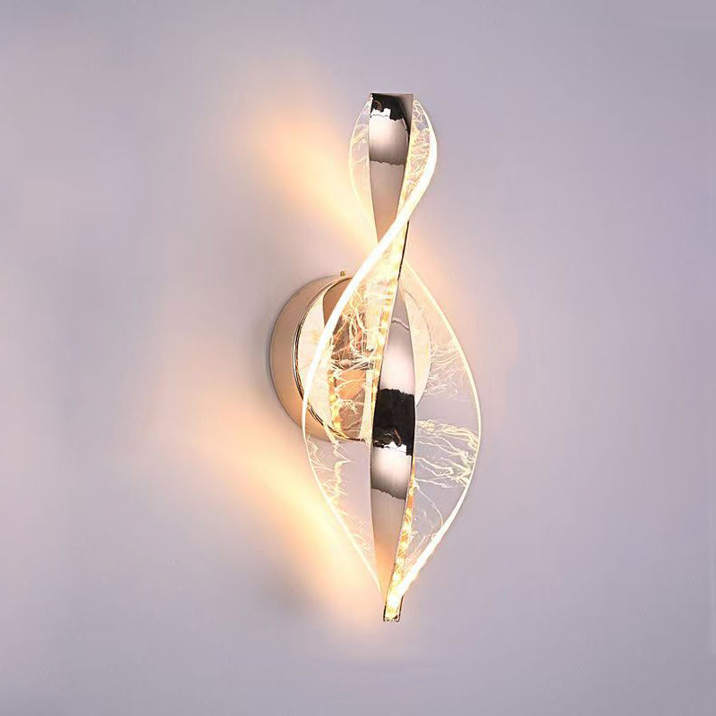 Modern Luxury Aluminum Iron Acrylic Twisted LED Wall Sconce Lamp For Bedroom Bedside