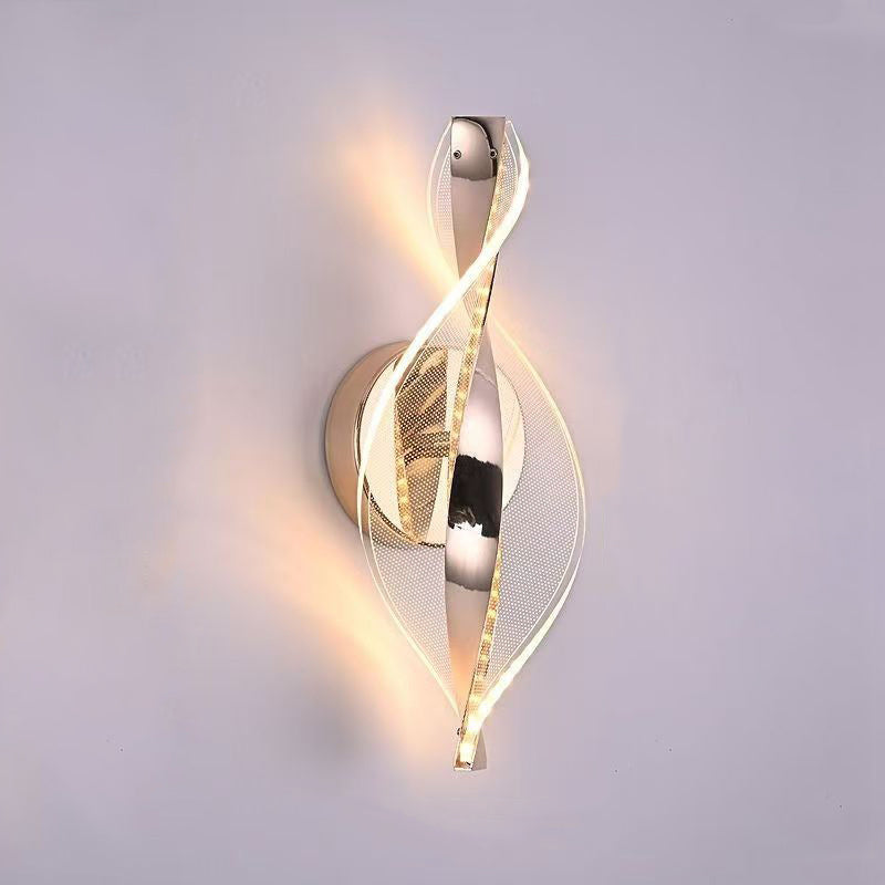 Modern Luxury Aluminum Iron Acrylic Twisted LED Wall Sconce Lamp For Bedroom Bedside