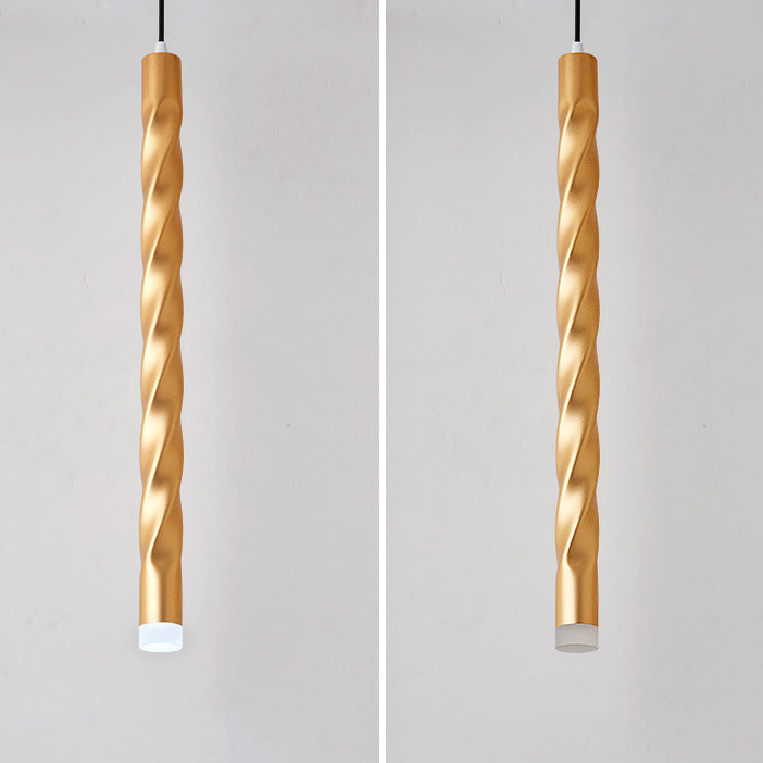 Lumière suspendue à LED en spirale en aluminium et cristal créatif contemporain avec lumière diffuse pour salle à manger et chevet 