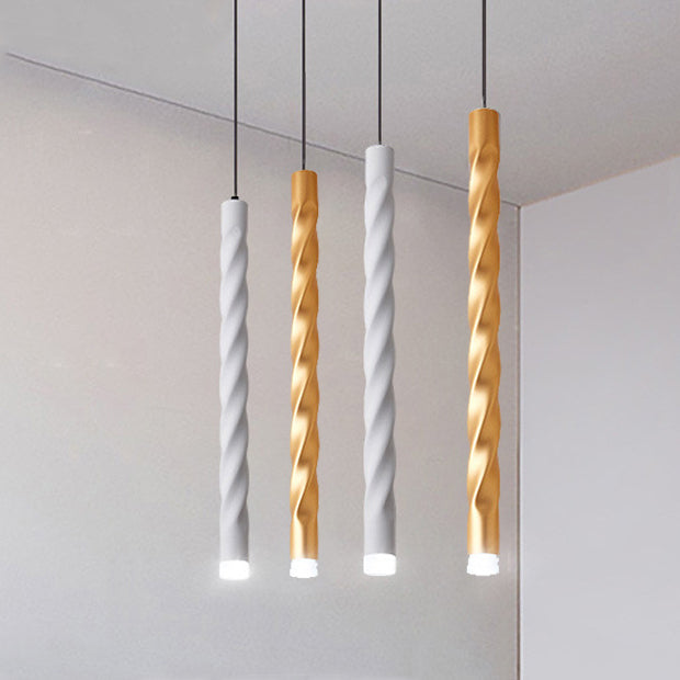 Lumière suspendue à LED en spirale en aluminium et cristal créatif contemporain avec lumière diffuse pour salle à manger et chevet 