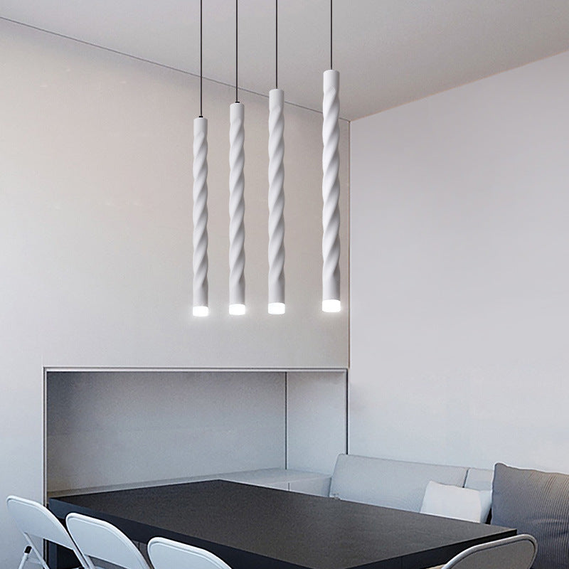 Lumière suspendue à LED en spirale en aluminium et cristal créatif contemporain avec lumière diffuse pour salle à manger et chevet 