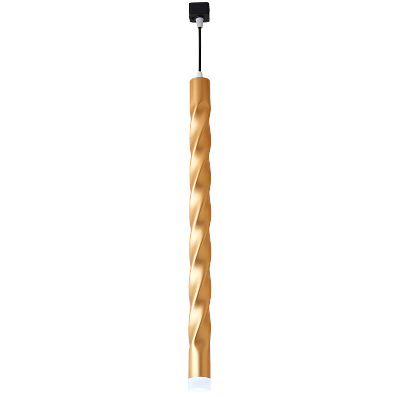 Lumière suspendue à LED en spirale en aluminium et cristal créatif contemporain avec lumière diffuse pour salle à manger et chevet 