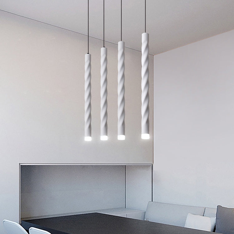Lumière suspendue à LED en spirale en aluminium et cristal créatif contemporain avec lumière diffuse pour salle à manger et chevet 