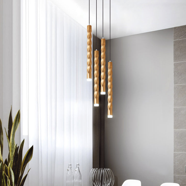 Lumière suspendue à LED en spirale en aluminium et cristal créatif contemporain avec lumière diffuse pour salle à manger et chevet 
