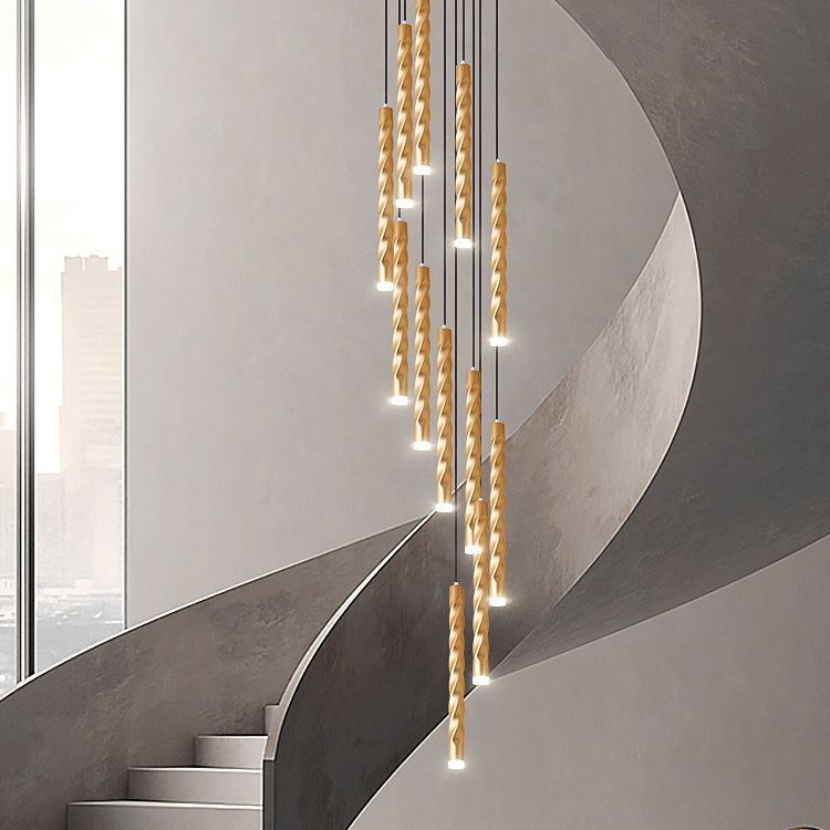 Lumière suspendue à LED en spirale en aluminium et cristal créatif contemporain avec lumière diffuse pour salle à manger et chevet 