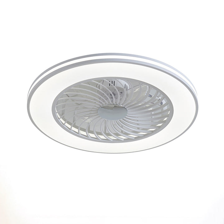 Ventilateur de plafond moderne minimaliste en ABS et acrylique rond avec lumière LED semi-encastrée pour chambre et salon 