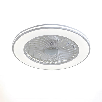 Modern Minimalist ABS And Acrylic Round Smart LED Semi-Flush Mount Ceiling Fan Light For Bedroom And Living Room