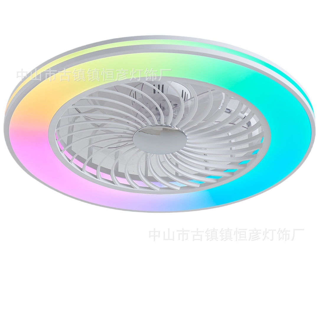 Ventilateur de plafond moderne minimaliste en ABS et acrylique rond avec lumière LED semi-encastrée pour chambre et salon 