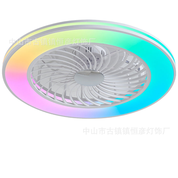 Ventilateur de plafond moderne minimaliste en ABS et acrylique rond avec lumière LED semi-encastrée pour chambre et salon 