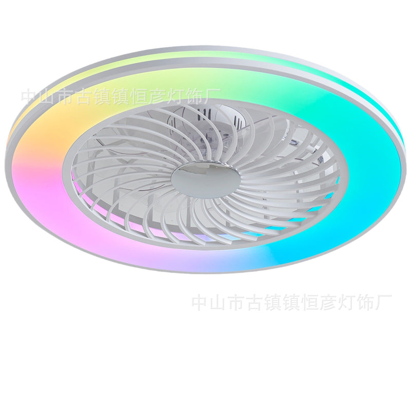 Modern Minimalist ABS And Acrylic Round Smart LED Semi-Flush Mount Ceiling Fan Light For Bedroom And Living Room