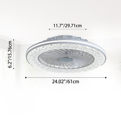 Modern Minimalist ABS And Acrylic Round Smart LED Semi-Flush Mount Ceiling Fan Light For Bedroom And Living Room