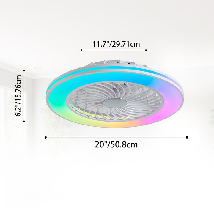 Ventilateur de plafond moderne minimaliste en ABS et acrylique rond avec lumière LED semi-encastrée pour chambre et salon 