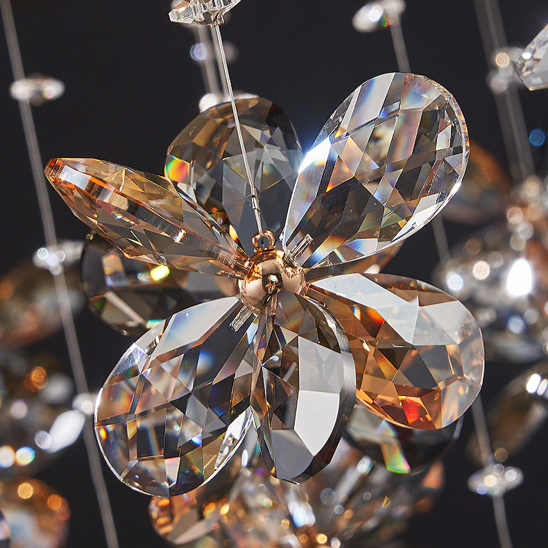Modern Luxury Stainless Steel &amp; Crystal Butterfly Round LED Flush Mount Ceiling Light For Living Room &amp; Bedroom