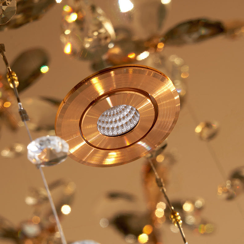 Modern Luxury Stainless Steel &amp; Crystal Butterfly Round LED Flush Mount Ceiling Light For Living Room &amp; Bedroom