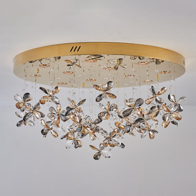 Modern Luxury Stainless Steel &amp; Crystal Butterfly Round LED Flush Mount Ceiling Light For Living Room &amp; Bedroom