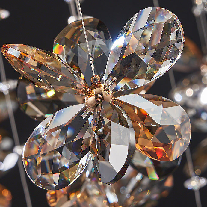 Modern Luxury Stainless Steel &amp; Crystal Butterfly Round LED Flush Mount Ceiling Light For Living Room &amp; Bedroom