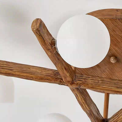 Traditional Farmhouse Acrylic Metal & Resin Branch Frosted Ball 3/6/9/12/15-Light Semi-Flush Mount Ceiling Light For Living Room & Bedroom
