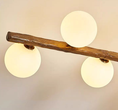Traditional Farmhouse Acrylic Metal & Resin Branch Frosted Ball 3/6/9/12/15-Light Semi-Flush Mount Ceiling Light For Living Room & Bedroom