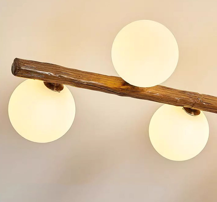 Traditional Farmhouse Acrylic Metal & Resin Branch Frosted Ball 3/6/9/12/15-Light Semi-Flush Mount Ceiling Light For Living Room & Bedroom