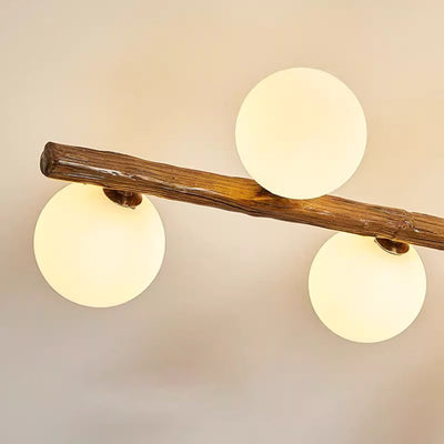 Traditional Farmhouse Acrylic Metal & Resin Branch Frosted Ball 3/6/9/12/15-Light Semi-Flush Mount Ceiling Light For Living Room & Bedroom