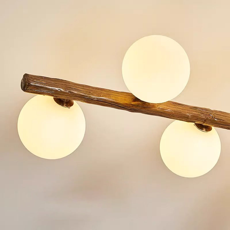 Traditional Farmhouse Acrylic Metal & Resin Branch Frosted Ball 3/6/9/12/15-Light Semi-Flush Mount Ceiling Light For Living Room & Bedroom