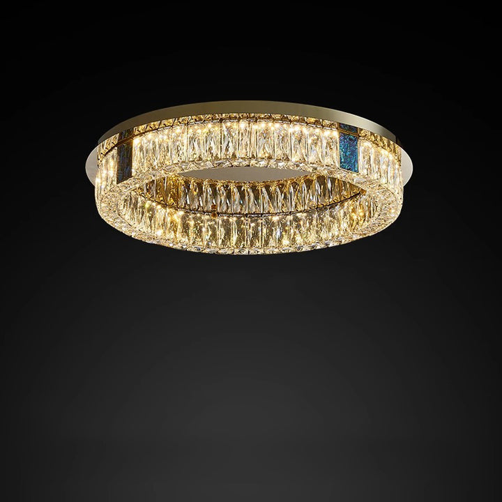Luz de techo empotrada LED de lujo moderno con carcasa de acero inoxidable y cristal redondo de múltiples capas para dormitorio y sala de estar 