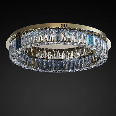 Modern Luxury Shell Stainless Steel & Crystal Round Multi-Layered LED Flush Mount Ceiling Light For Bedroom & Living Room