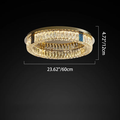 Modern Luxury Shell Stainless Steel & Crystal Round Multi-Layered LED Flush Mount Ceiling Light For Bedroom & Living Room
