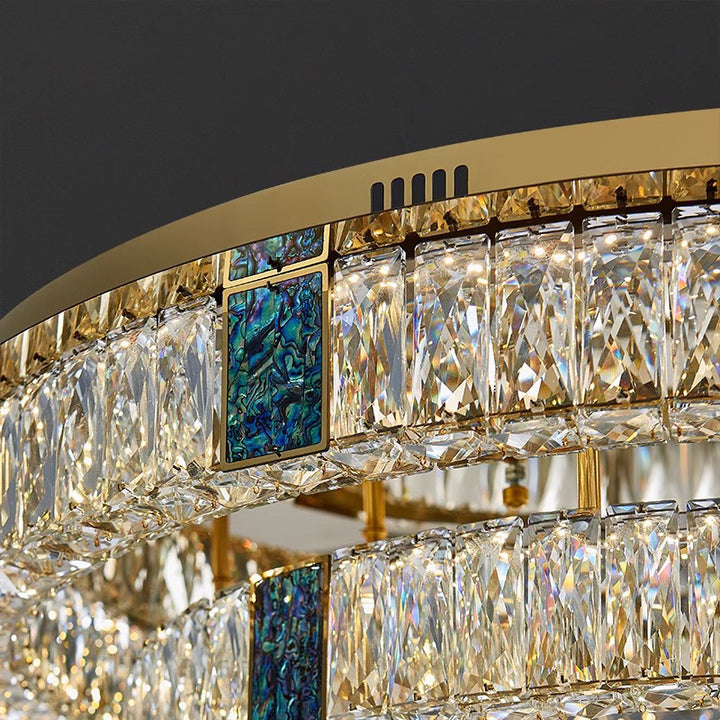 Luz de techo empotrada LED de lujo moderno con carcasa de acero inoxidable y cristal redondo de múltiples capas para dormitorio y sala de estar 