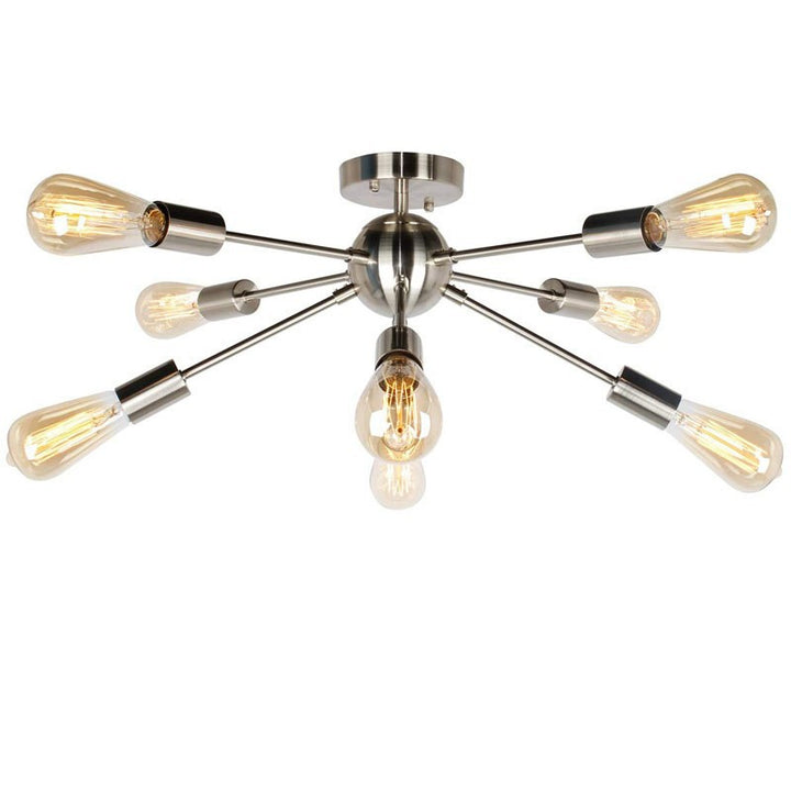 Zeitgenössische Industrielle Eisen Ast Satellit 8-Licht Semi-Flush Deckenleuchte Für Wohnzimmer 