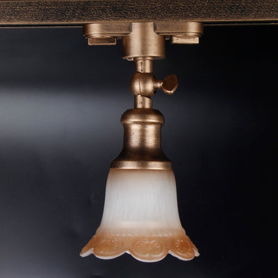Traditional European Iron & Glass Floral 1-Light Semi-Flush Mount Ceiling Light Track Lighting For Living & Dining Room