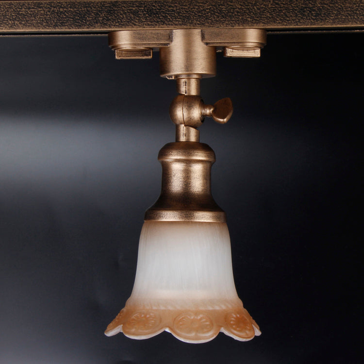 Traditional European Iron & Glass Floral 1-Light Semi-Flush Mount Ceiling Light Track Lighting For Living & Dining Room