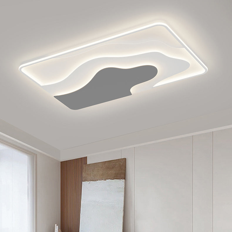 Modern Art Deco Iron & Silicone Cloud-Inspired Rectangular Square Round LED Flush Mount Ceiling Light For Bedroom & Living Room