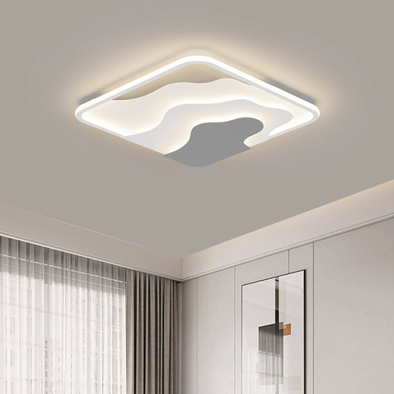 Modern Art Deco Iron & Silicone Cloud-Inspired Rectangular Square Round LED Flush Mount Ceiling Light For Bedroom & Living Room