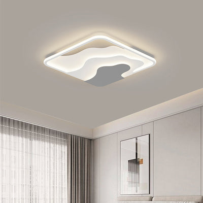 Modern Art Deco Iron & Silicone Cloud-Inspired Rectangular Square Round LED Flush Mount Ceiling Light For Bedroom & Living Room