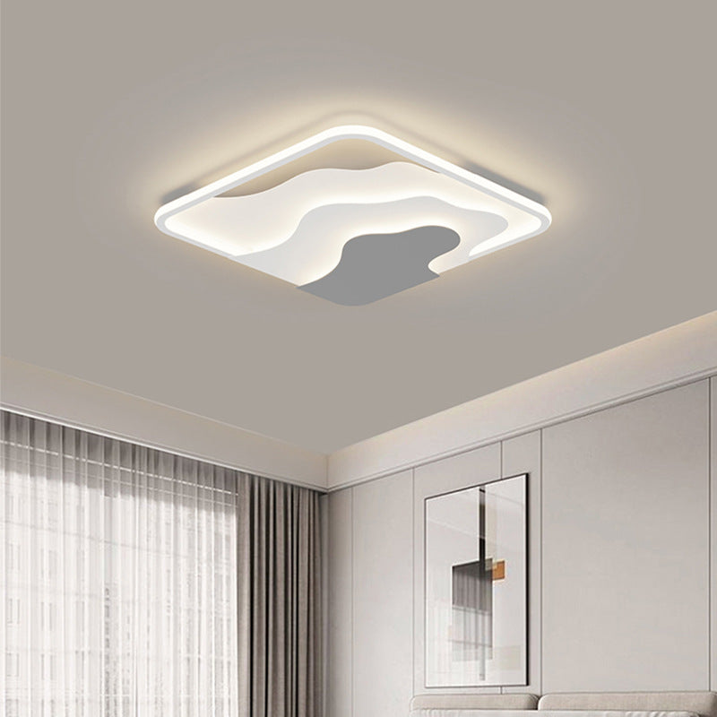 Modern Art Deco Iron & Silicone Cloud-Inspired Rectangular Square Round LED Flush Mount Ceiling Light For Bedroom & Living Room