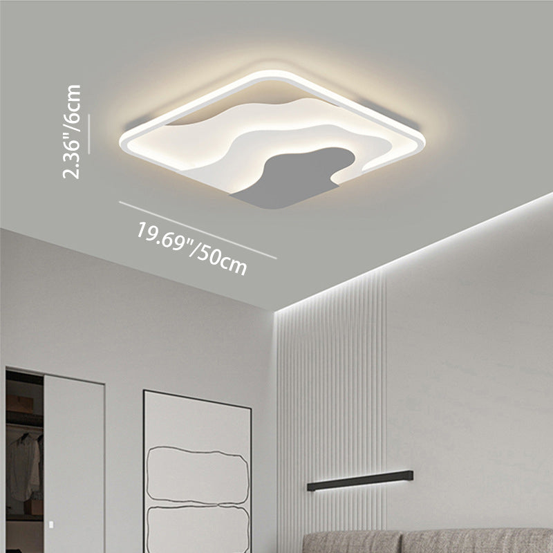 Modern Art Deco Iron & Silicone Cloud-Inspired Rectangular Square Round LED Flush Mount Ceiling Light For Bedroom & Living Room
